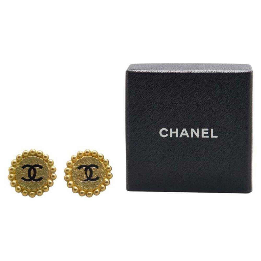 CHANEL Authentic Gold Logo Earrings - Picture 4 of 4